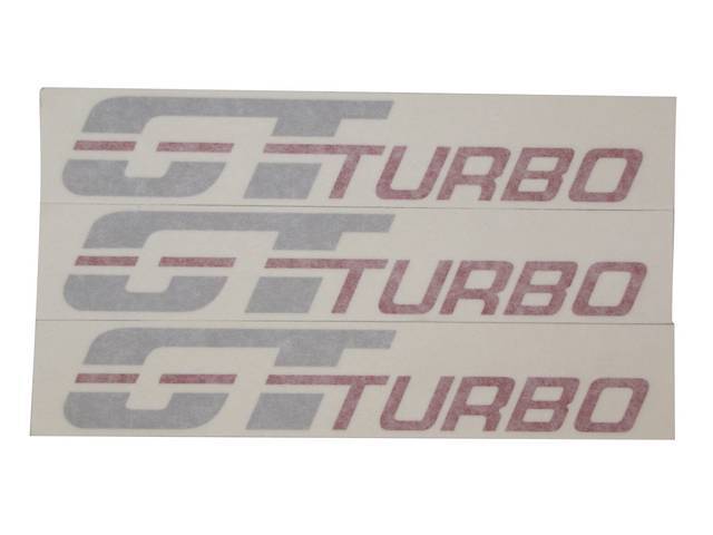 Name Set, Gt Turbo, Silver And Red, Incl 2 Fender Names, 1 Deck Lid Name, Repro