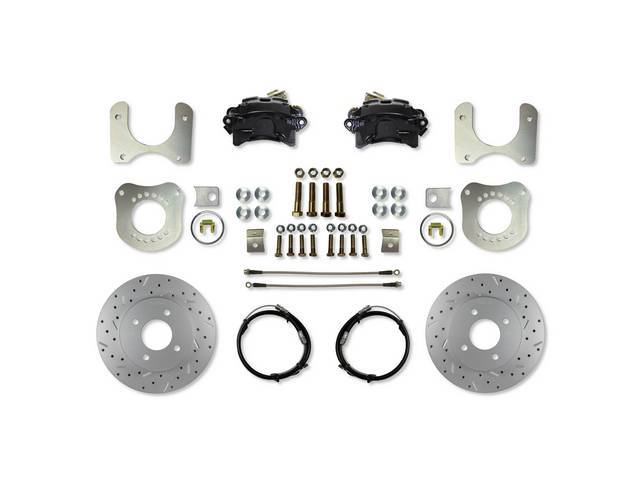 LEED Brakes 79-86 Rear Disc Brake Conversion Kit - Ford 7.5 & 8.8 - 4 Lug (w/ MaxGrip Rotors & Black Calipers)