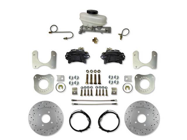 LEED Brakes 87-92 Rear Disc Brake Conversion Kit - Ford 7.5 & 8.8 - 4 Lug (w/ MaxGrip Rotors & Black Calipers)