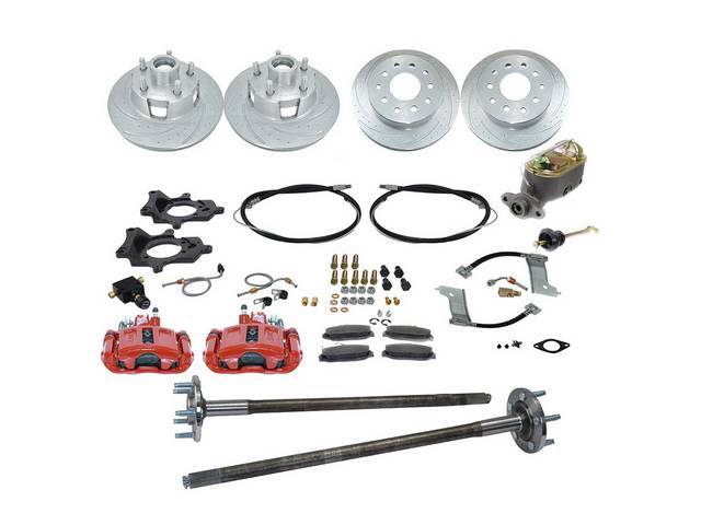 SSBC USA 5 Lug 4 Wheel Disc Brake Conversion Kit 1993 (Upgrade Rotors/Red Calipers)