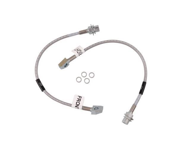 Brake Hose Set, Braided Stainless, Russell Performance, 2 Pieces, Incl Front Disc Bakes Hoes Only