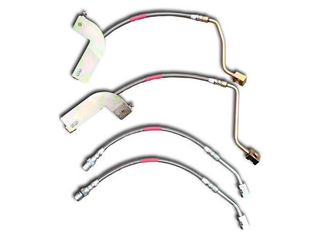 Brake Hose Set, Braided Stainless, 4 Pieces, Incl Front Disc Bakes Hoes And Rear Brake Hoses, 5 Layer Design Features 304 Stainless Braided Wire