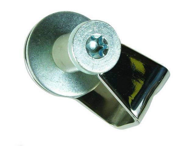 Plate, Door Latch Striker, Repro, Polished Stainless Steel Bracket, Incl Bolt And Bushing