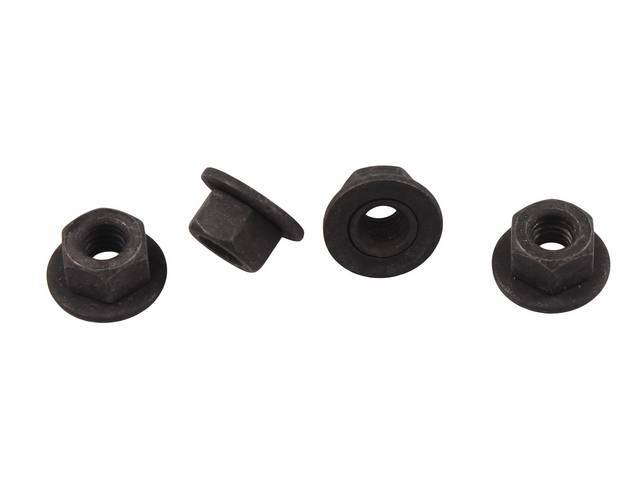 Mounting Kit, Outside Door Handle, Incl (4) Correct Nuts, Black Finish, Does Both Doors, Repro