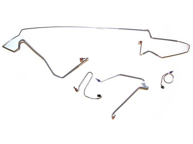 Brake Line Set, Front Disc, Stainless Steel, 3/16 Inch Tube, Repro
