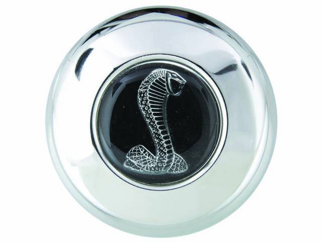 Horn Button, Grant Challenger, Chrome Center Cap W/ Cobra Snake Logo, Repro