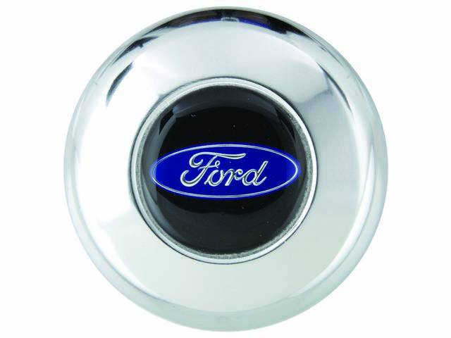 Horn Button, Grant Challenger, Chrome Center Cap W/ Ford Oval Logo, Repro