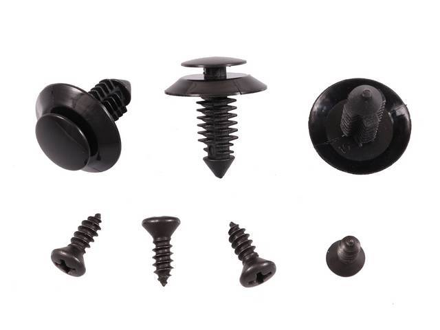 Mounting Kit, Back Window Garnish Molding Upper, Incl (4) Correct Style Screws, (3) Correct Style Push Pins, Designd To Mounting Finish Panel Located Between The Headliner And Rear Hatch Panel