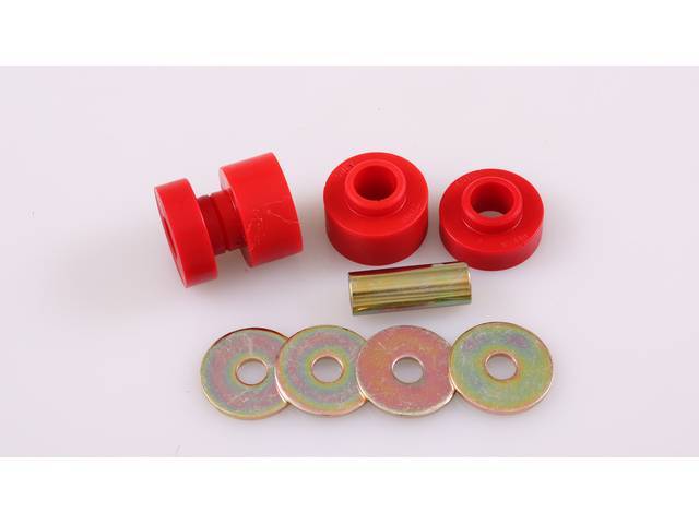 Bushing Set, Irs Differential, Front, Red, Prothane, Incl Bushings, Washers, Sleeve Inserts, Does Both Side 