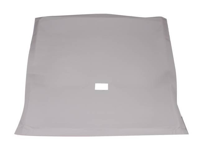 Headliner Assy, Roof, Vinyl, Medium Smoke Gray, W/ Front Mounted Map Light, T-Roof Cutout, Incl Pre Installed Abs Backing Board,  Repro