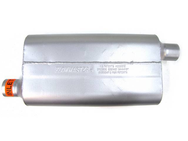 Muffler, Flowmaster, Delta Flow 50 Series, Aluminized Offset Design, W/ 2 1/4 Inch Inlet And Outlet, Designed For Moderate Tone Levels
