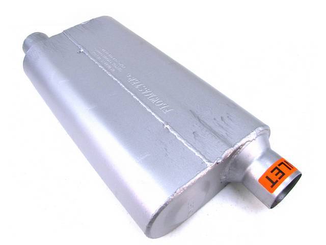 Muffler, Flowmaster, Delta Flow 50 Series, Aluminized Offset Design, W/ 2 1/2 Inch Inlet And Outlet, Designed For Moderate Tone Levels