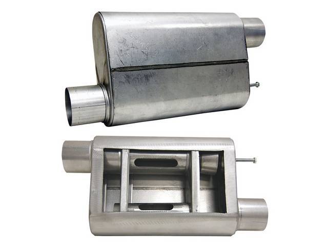 Muffler, Bbk Performance, Vari Tune, Aluminized, Offset Design, W/ 2 1/2 Inch Inlet And Outlet, Fully Adjustable Sound And Flow