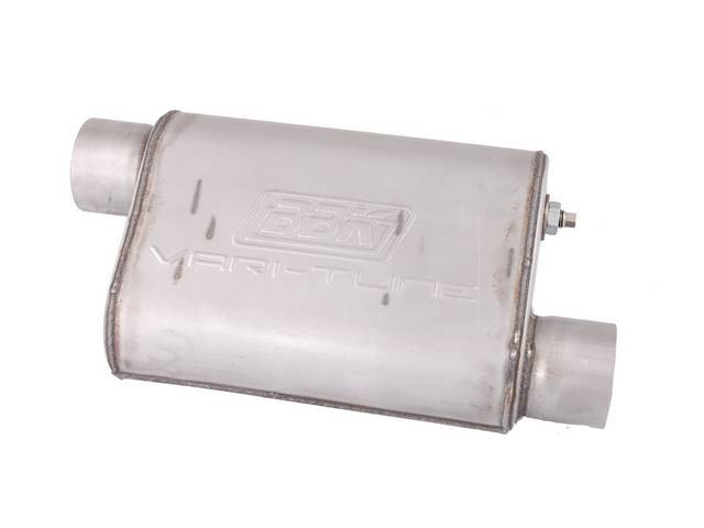 Muffler, Bbk Performance, Vari Tune, Aluminized, Offset Design, W/ 3 Inch Inlet And Outlet, Fully Adjustable Sound And Flow