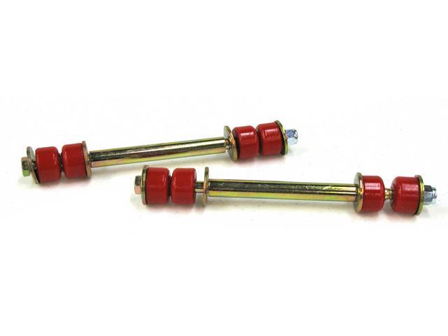 End Link Kit, Front Sway Bar, Prothane, Red, Incl Bushings, Washers And Nuts