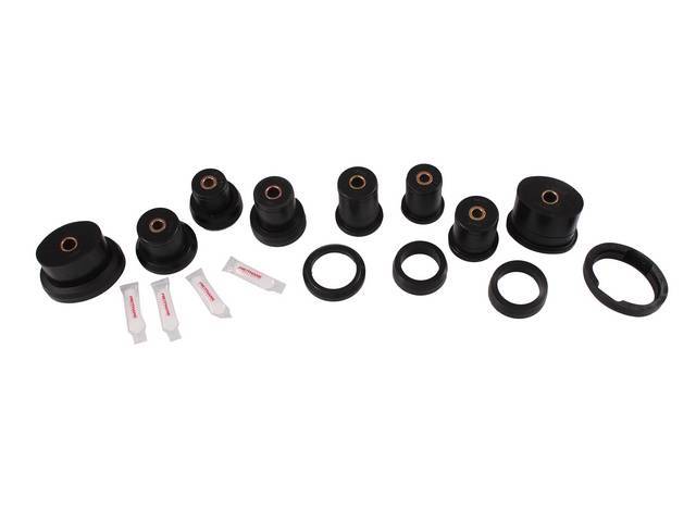 Bushing Kit, Rear Upper And Lower Control Arm, Urethane, Black, Incl Oval Front And Round Rear Bushings, Does Not Incl Shells (Re-Use Originals), Repro