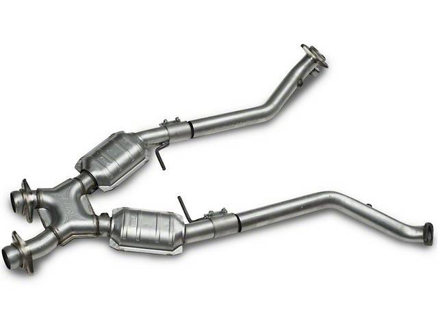 X-Pipe, Street Legal, Bbk Performance, 15 Gauge 2 1/2 Inch Aluminized Tubing, Oem Style Flanges, Incl Factory Oxygen Sensor And Air Pump Fittings, Repro