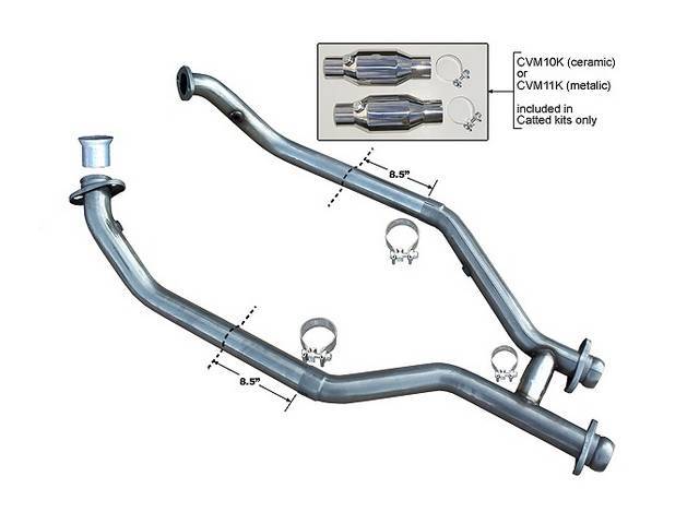 1999-2004 MUSTANG H-PIPE EXHAUST KIT W/ HIGH FLOW CATALYTIC CONVERTERS | 409 STAINLESS STEEL | DESIGNED FOR V8 APPLICATIONS