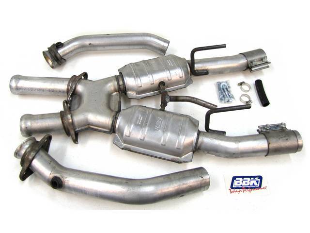 X-Pipe, Street Legal, Bbk Performance, 15 Gauge 2 1/2 Inch Aluminized Tubing, Oem Style Flanges, Incl Factory Oxygen Sensor And Air Pump Fittings, Repro
