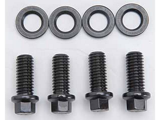 Mounting Kit, Motor Mount To Block, Arp Racing, Black Oxide Finish, Chrome Moly Steel,  Incl (4) Hex Head Style Bolts, (4) High Quality Flat Washers, 170,000 Psi Strength, Designed To Work With Stock Or Aftermarket Motor Mounts