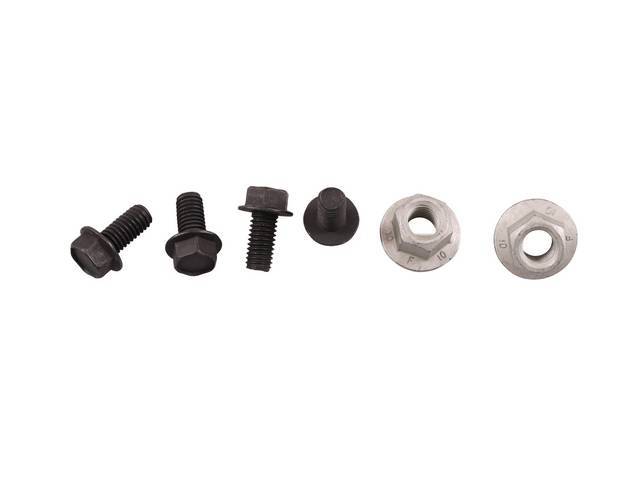 Mounting Kit, Motor Mount, Complete, Incl (2) Correct Style Motor Mounts To Frame Nuts, (4) Correct Motor Mounts To Engine Block Bolts, Repro