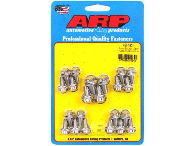 ARP 289/302/351W & 351C Oil Pan Bolt Kit Stainless 12-Point Style (454-1801) W/O Side Support Rails