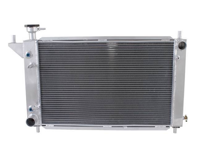 Radiator, Aluminum, 4 Row, 32 1/2 X 25 1/2 X 3 Inch, 1 1/2 Inch Rh Inlet, 1 3/4 Inch Lh Outlet, W/ Transmission Cooler, Incl Cap, Repro