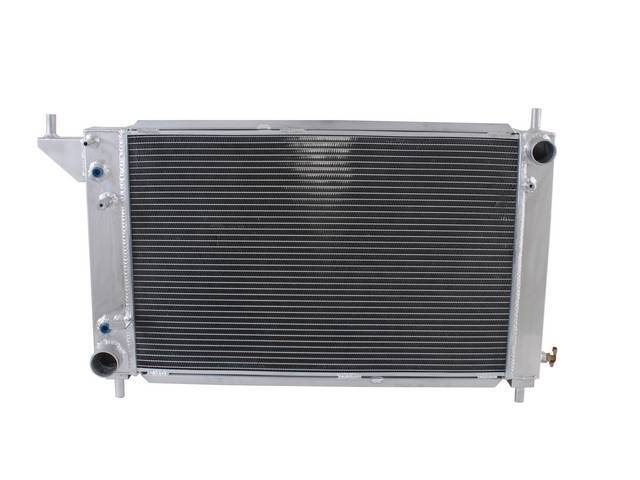 Radiator, Aluminum, 3 Row, 32 3/4 X 19 1/2 X 2 3/4 Inch, 1 1/2 Inch Rh Inlet, 1 3/4 Inch Lh Outlet, W/ Transmission Cooler, Repro