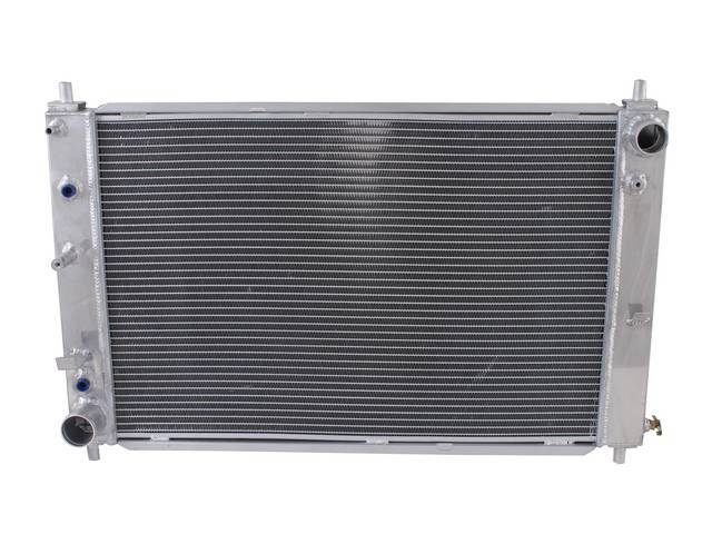 Radiator, Aluminum, 2 Row, 30 3/4 X 19 3/4 X 2 1/2 Inch, 1 1/2 Inch Rh Inlet, 1 3/4 Inch Lh Outlet, W/ Transmission Cooler, Repro
