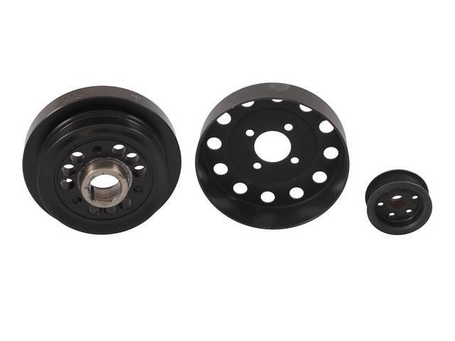 Pulley Kit, Steeda Underdrive, (3) Piece Set, Incl Alternator, Water Pump And Crank Pulleys, Crank Pulley Is A One Piece Design With Vibration Dampener
