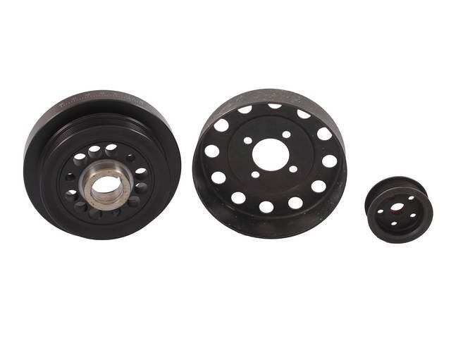Pulley Kit, Steeda Underdrive, (3) Piece Set, Incl Alternator, Water Pump And Crank Pulleys, Crank Pulley Is A One Piece Design With Vibration Dampener