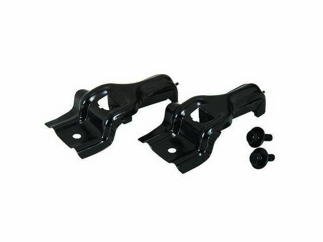 Brackets, Radiator Support, Uppers, Good Repro, Pair, Black, Incl Rubber Insulators And Hardware, Eosz-8a193-C, E6sz-8a193-A