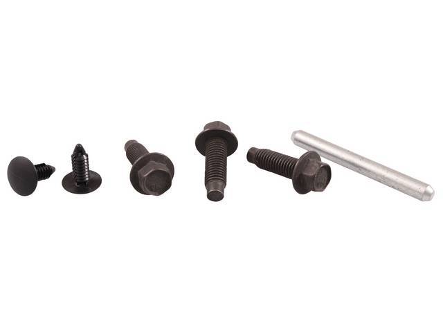 Mounting Kit, Fuel Tank Retaining Strap, Incl (3) Oe Style Bolts, Phosphate Coated, (1) Correct Style Roll / Dowel Pin, (2) Correct Nylon Push Pins,  1 Kit Req Per Car