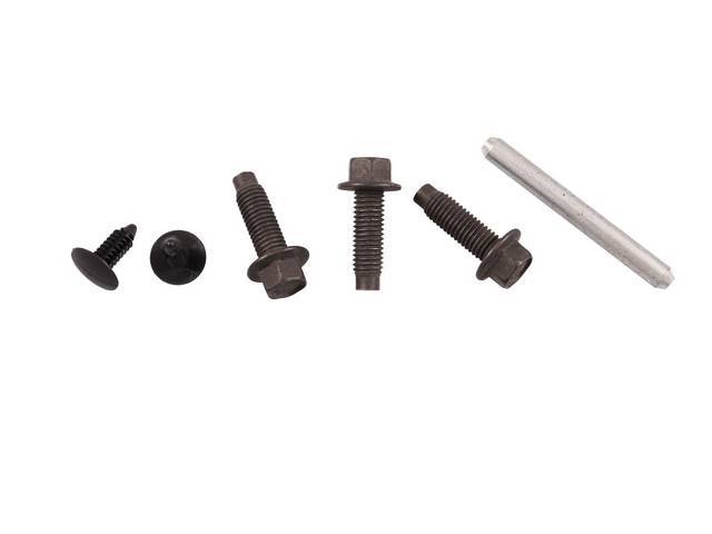 Mounting Kit, Fuel Tank Retaining Strap, Incl (3) Oe Style Bolts, Phosphate Coated, (1) Correct Style Roll / Dowel Pin, (2) Correct Nylon Push Pins,  1 Kit Req Per Car