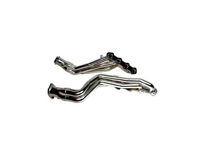 Headers, Full Length Long Tube, Bbk Performance, Chrome Plated Finish, Made From 1 5/8 Inch Cnc Mandrel Bent Tubing, Incl One Piece Laser Cut Mounting Flanges