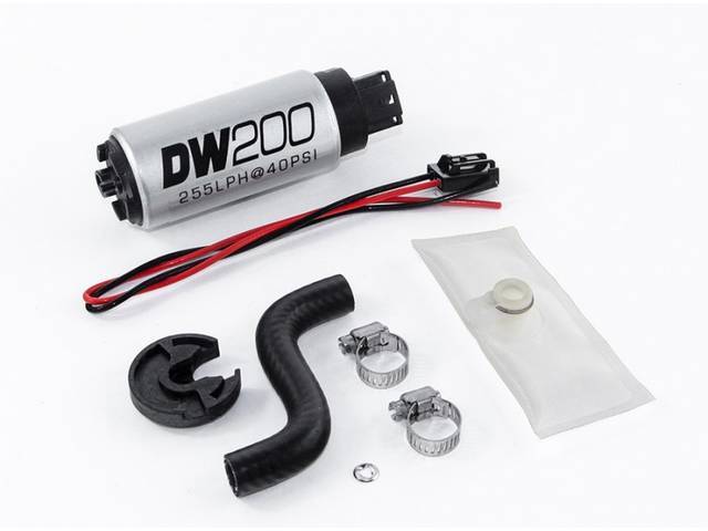 Pump, Fuel, Deatschwerks, 255 Lph Hi Pressure Style, Dw200, Incl Pump And Install Kit, Features Stock Inlet And Outlet Size, Fits In Stock Hanger Assy, Designed To Work With Ethanol Style Fuels