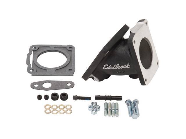 Edelbrock Fuel Injection Throttle Body Adapter for RPM Intakes Black Powder Coated Finish for (94-95) 5.0L