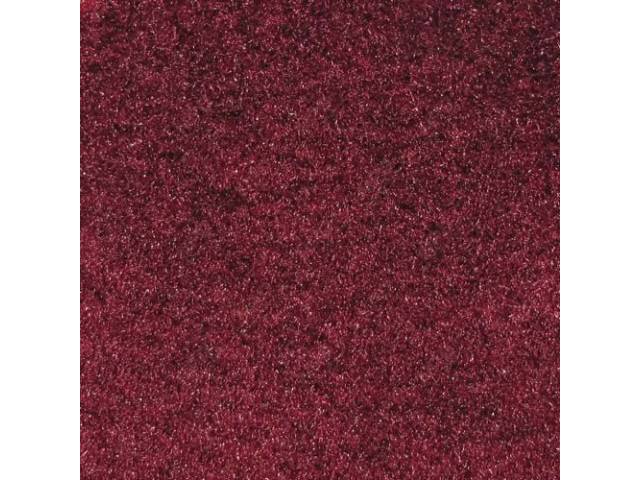 Carpet, Deluxe Cut Pile Nylon, Mass Back Molded, Ruby Red, Incl Complete Passenger Area Only, Jute Padding, Correct Heal Pad, Does Not Incl Rear Hatchback Carpet, Repro