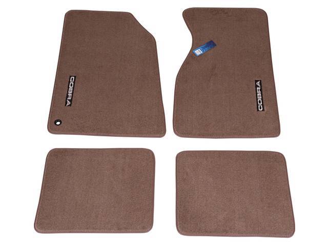 Floor Mats, Carpet, Cut Pile Nylon, Medium Parchment, W/ Silver *Cobra * Text, Repro, Nibbed Backing For Non-Slip Design 