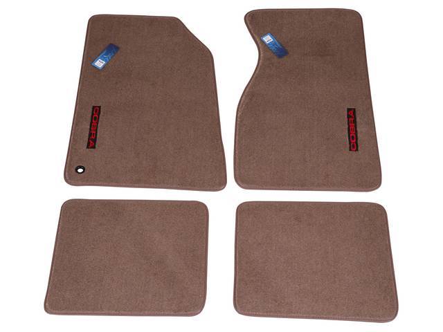 Floor Mats, Carpet, Cut Pile Nylon, Medium Parchment, W/ Red *Cobra * Text, Repro, Nibbed Backing For Non-Slip Design 