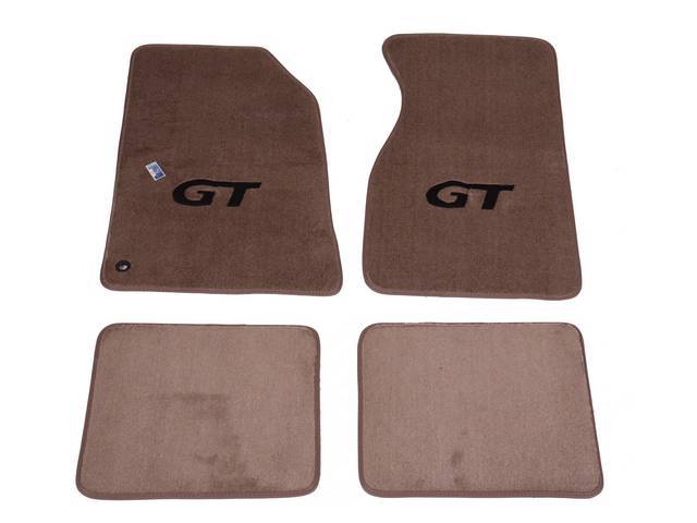 Floor Mats, Carpet, Cut Pile Nylon, Medium Parchment, W/ *Gt* Logo, Repro, Nibbed Backing For Non-Slip Design 