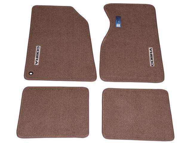 Floor Mats, Carpet, Cut Pile Nylon, Medium Parchment, W/ Black *Cobra * Text, Repro, Nibbed Backing For Non-Slip Design 