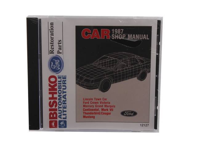 Shop Manual On Cd, 1987 Mustang, Note That Shop Manuals May Incl Other Ford, Lincoln And Mercury Car Models