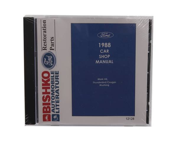 Shop Manual On Cd, 1988 Mustang, Note That Shop Manuals May Incl Other Ford, Lincoln And Mercury Car Models