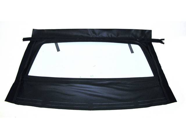 Convertible Rear Window, Black, W/ Solid Glass Curtain, Incl Zipper, Repro