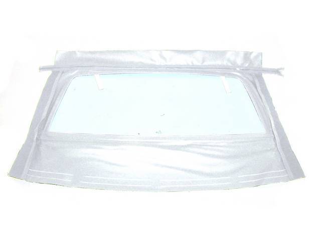 Convertible Rear Window, Oxford White, W/ Solid Glass Curtain, Incl Zipper, Repro