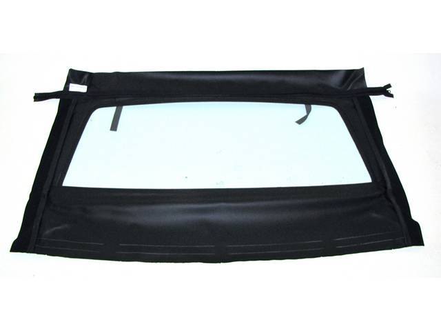 Convertible Rear Window, Black, W/ Solid Glass Curtain, Incl Zipper, Velcro For Headliner, Repro