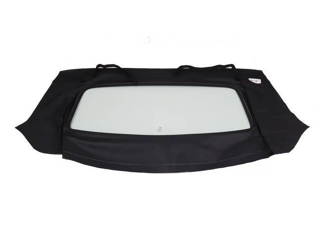 Convertible Rear Window, Black, W/ Solid Glass Curtain, W/O Defrost Option, Incl Elastic Straps, Note Inside Backing Is Black