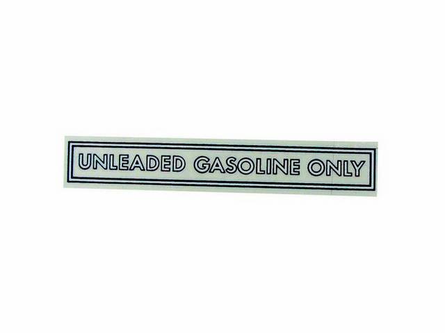 Decal, Gasoline Only, Black And Silver, 4 Inches, Straight, *Unleaded Gasoline Only*, Repro