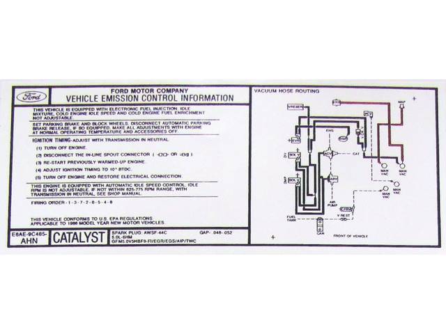 Decal, Engine Compartment Emission, W/ Id Code *E6ae-9c485-Ahn*, Repro